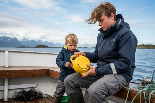 Ungdom tester SnurreSniken™ taukveile på 180 meters dyp med batteridrill – enkel bruk for alle aldre